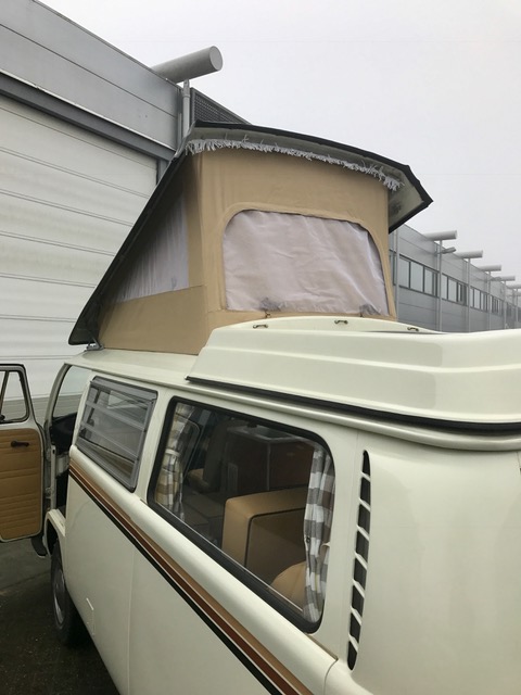 VW T2A Westfalia Tentdoek voor hefdak. Beige met 3 vensters. Kwaliteit A+ Uitmuntend Ten Cate doek! - Image 2