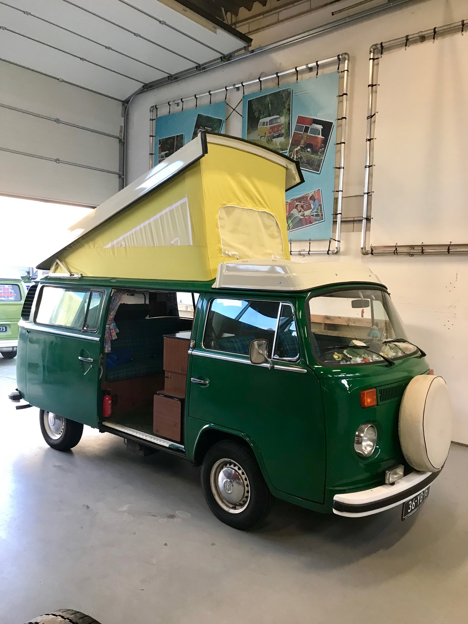 VW T2B Westfalia Tentdoek voor hefdak. Lime green met 3 venster. Kwaliteit A+ Uitmuntend Ten Cate doek! - Image 9