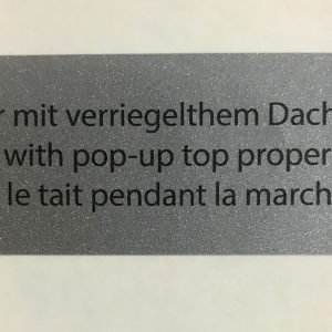 VW T2A T2B Westfalia sticker hefdak waarschuwing.