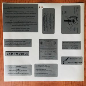 VW T2A T2B Westfalia sticker set.